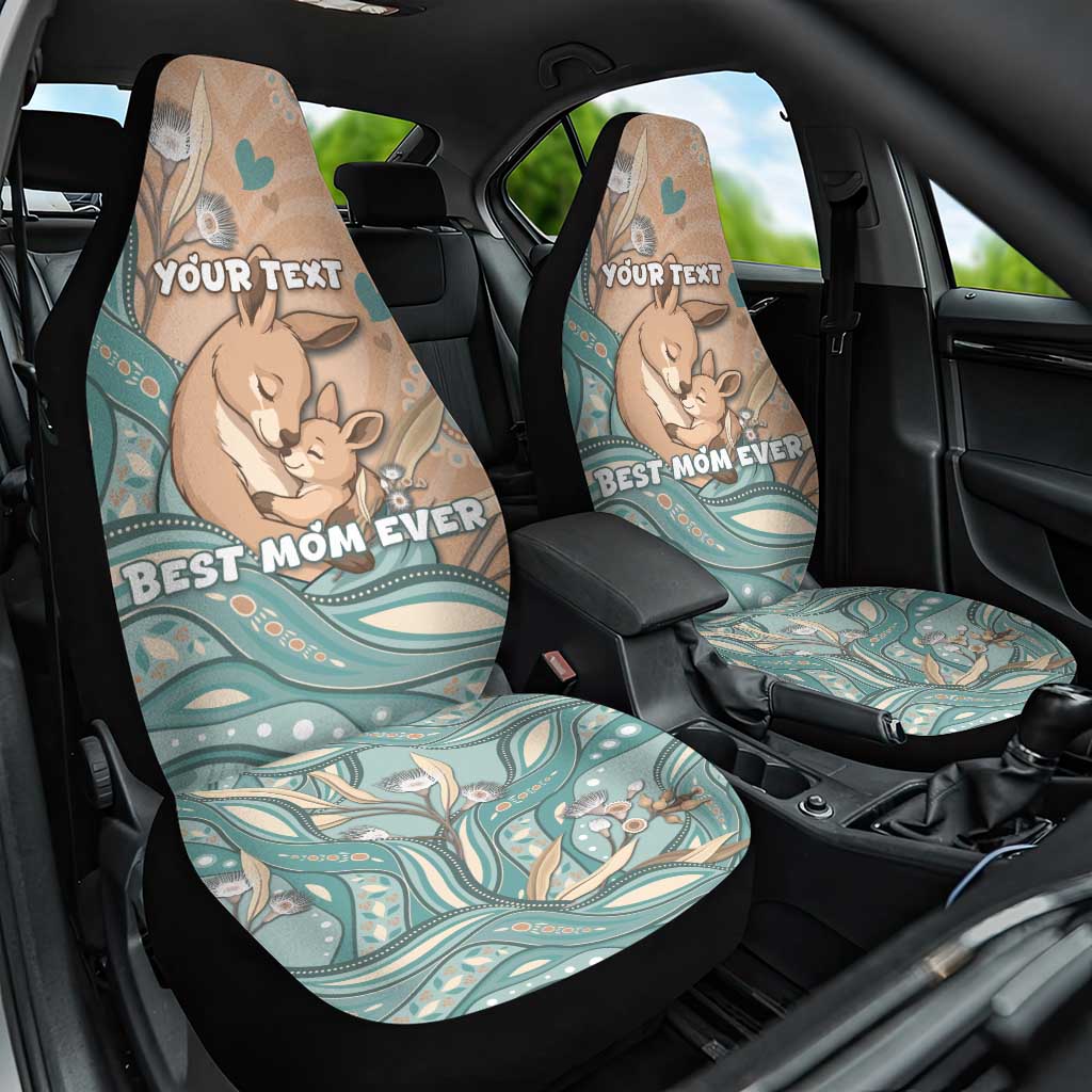 Personalised Australia Mother's Day Car Seat Cover Kangaroo Mum And Joey Aboriginal Dot Art