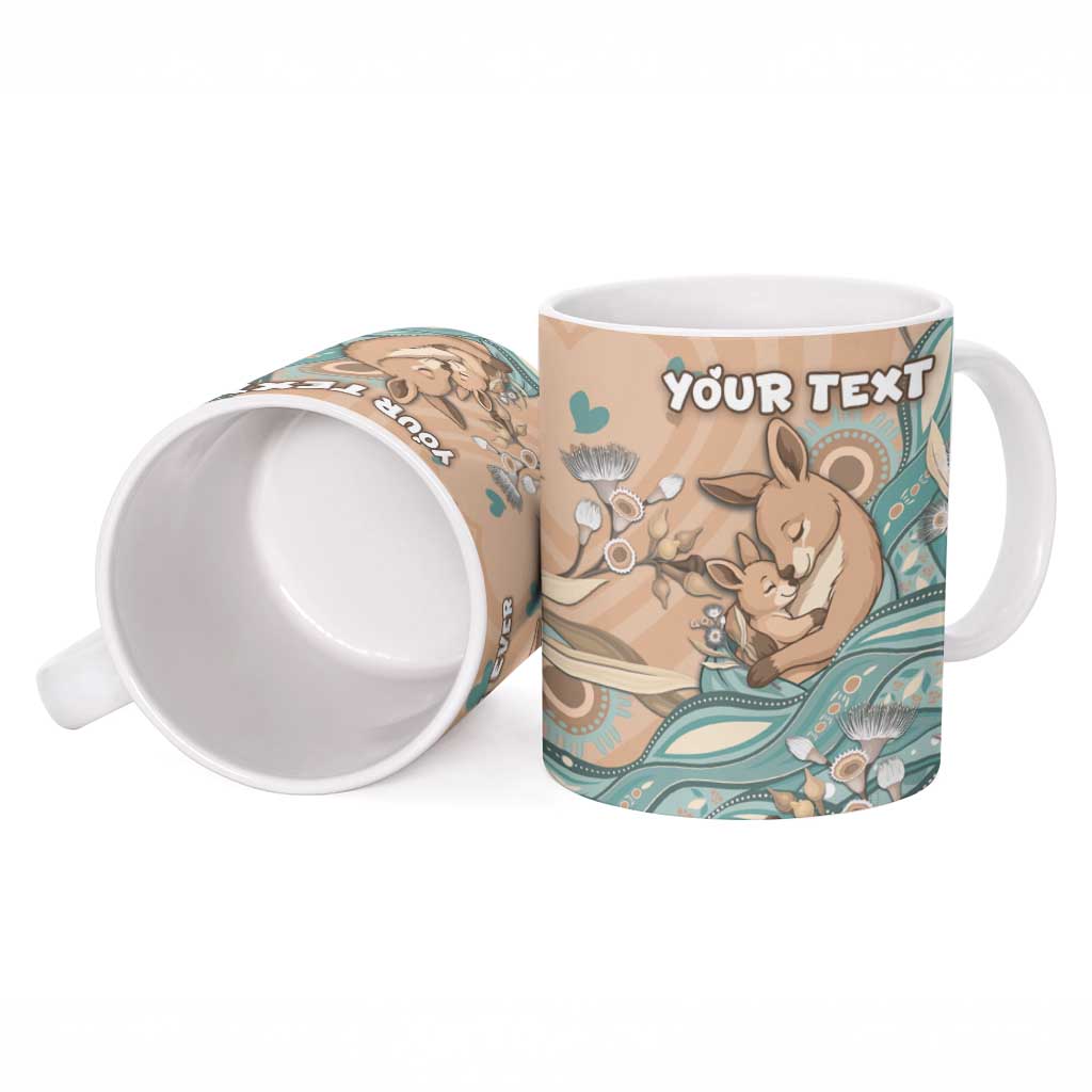 Personalised Australia Mother's Day Ceramic Mug Kangaroo Mum And Joey Aboriginal Dot Art