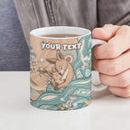 Personalised Australia Mother's Day Ceramic Mug Kangaroo Mum And Joey Aboriginal Dot Art