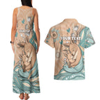 Personalised Australia Mother's Day Couples Matching Tank Maxi Dress and Hawaiian Shirt Kangaroo Mum And Joey Aboriginal Dot Art