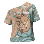 Personalised Australia Mother's Day Cross Shoulder Shirt Kangaroo Mum And Joey Aboriginal Dot Art