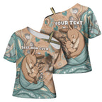 Personalised Australia Mother's Day Cross Shoulder Shirt Kangaroo Mum And Joey Aboriginal Dot Art