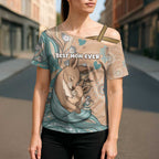 Personalised Australia Mother's Day Cross Shoulder Shirt Kangaroo Mum And Joey Aboriginal Dot Art
