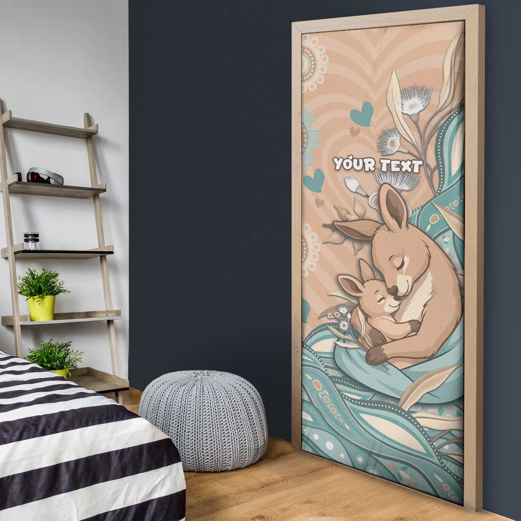 Personalised Australia Mother's Day Door Cover Kangaroo Mum And Joey Aboriginal Dot Art