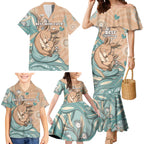 Personalised Australia Mother's Day Family Matching Mermaid Dress and Hawaiian Shirt Kangaroo Mum And Joey Aboriginal Dot Art