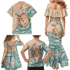 Personalised Australia Mother's Day Family Matching Mermaid Dress and Hawaiian Shirt Kangaroo Mum And Joey Aboriginal Dot Art