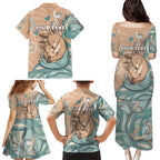 Personalised Australia Mother's Day Family Matching Puletasi and Hawaiian Shirt Kangaroo Mum And Joey Aboriginal Dot Art