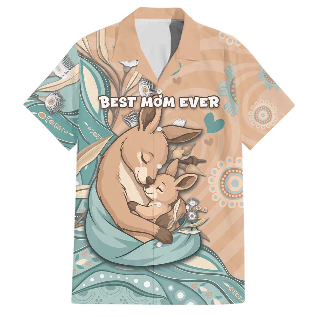 Personalised Australia Mother's Day Family Matching Puletasi and Hawaiian Shirt Kangaroo Mum And Joey Aboriginal Dot Art