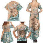 Personalised Australia Mother's Day Family Matching Summer Maxi Dress and Hawaiian Shirt Kangaroo Mum And Joey Aboriginal Dot Art
