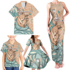Personalised Australia Mother's Day Family Matching Tank Maxi Dress and Hawaiian Shirt Kangaroo Mum And Joey Aboriginal Dot Art