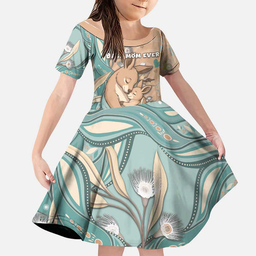 Personalised Australia Mother's Day Family Matching Tank Maxi Dress and Hawaiian Shirt Kangaroo Mum And Joey Aboriginal Dot Art