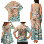 Personalised Australia Mother's Day Family Matching Tank Maxi Dress and Hawaiian Shirt Kangaroo Mum And Joey Aboriginal Dot Art