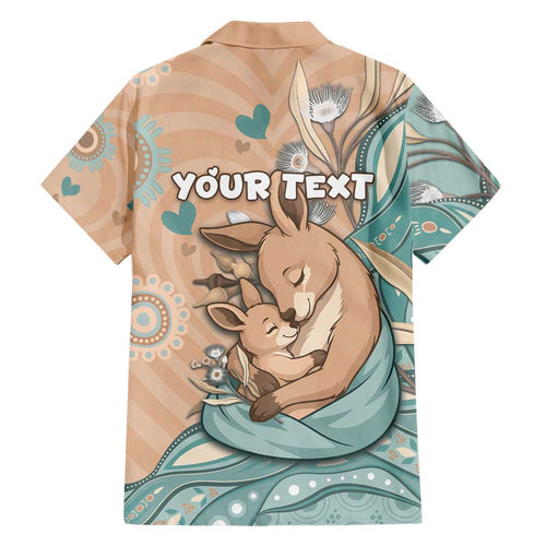 Personalised Australia Mother's Day Family Matching Tank Maxi Dress and Hawaiian Shirt Kangaroo Mum And Joey Aboriginal Dot Art