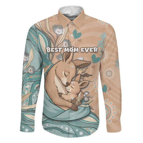 Personalised Australia Mother's Day Family Matching Tank Maxi Dress and Hawaiian Shirt Kangaroo Mum And Joey Aboriginal Dot Art