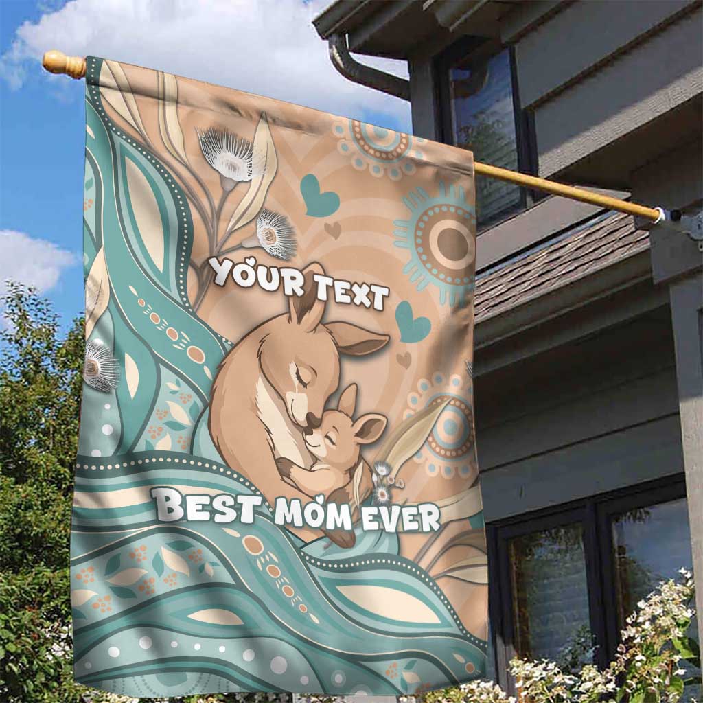 Personalised Australia Mother's Day Garden Flag Kangaroo Mum And Joey Aboriginal Dot Art
