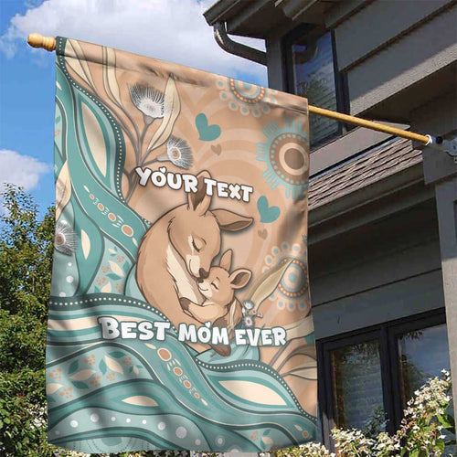Personalised Australia Mother's Day Garden Flag Kangaroo Mum And Joey Aboriginal Dot Art