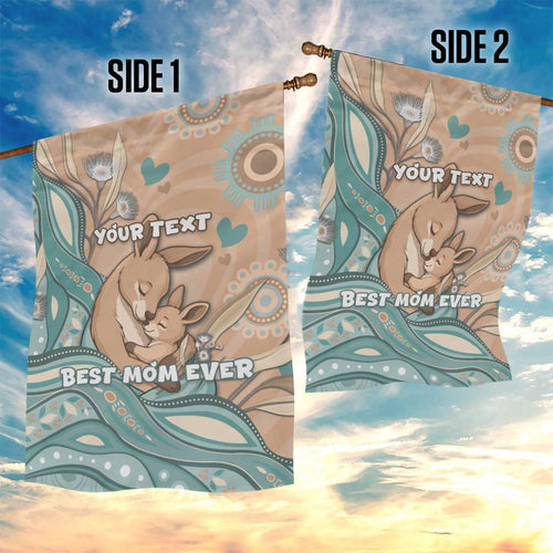 Personalised Australia Mother's Day Garden Flag Kangaroo Mum And Joey Aboriginal Dot Art