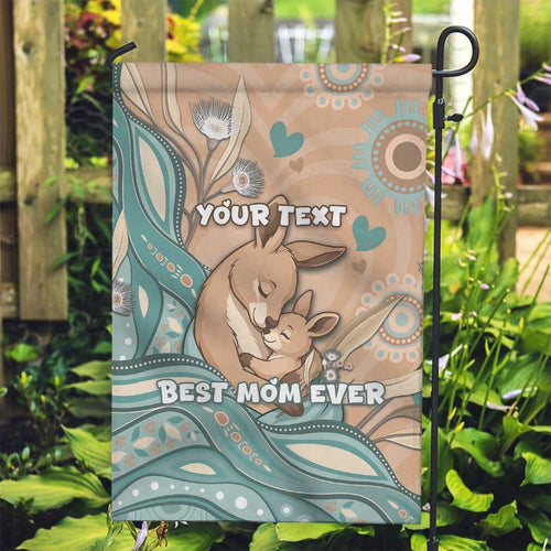 Personalised Australia Mother's Day Garden Flag Kangaroo Mum And Joey Aboriginal Dot Art