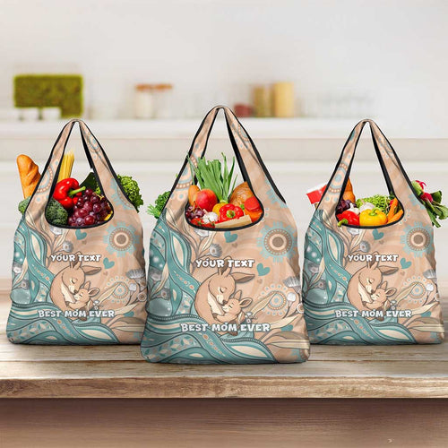 Personalised Australia Mother's Day Grocery Bag Kangaroo Mum And Joey Aboriginal Dot Art