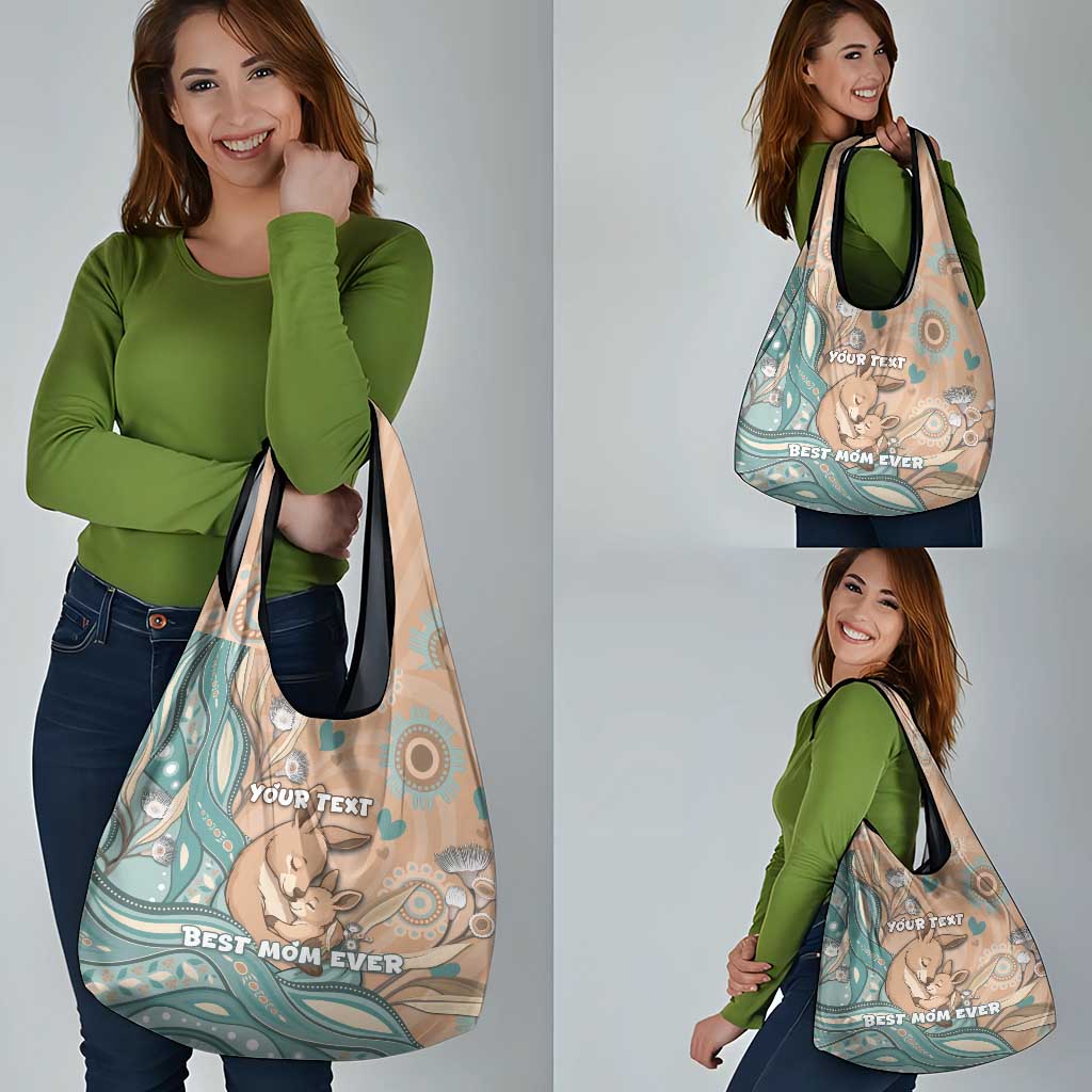 Personalised Australia Mother's Day Grocery Bag Kangaroo Mum And Joey Aboriginal Dot Art