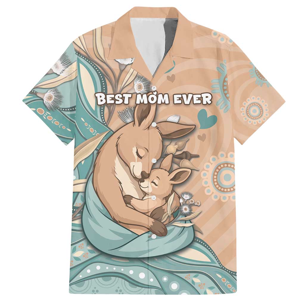 Personalised Australia Mother's Day Hawaiian Shirt Kangaroo Mum And Joey Aboriginal Dot Art