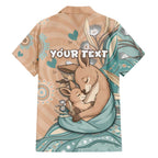 Personalised Australia Mother's Day Hawaiian Shirt Kangaroo Mum And Joey Aboriginal Dot Art