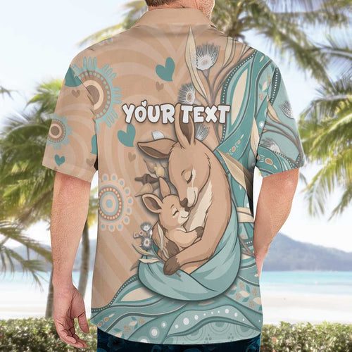 Personalised Australia Mother's Day Hawaiian Shirt Kangaroo Mum And Joey Aboriginal Dot Art