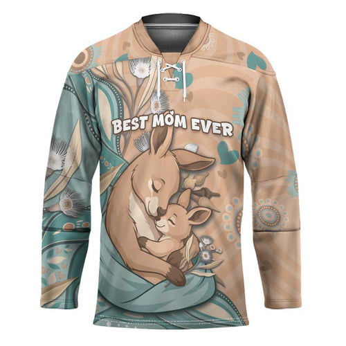 Personalised Australia Mother's Day Hockey Jersey Kangaroo Mum And Joey Aboriginal Dot Art