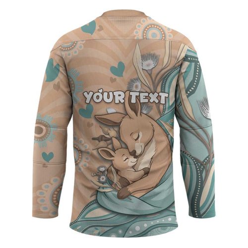 Personalised Australia Mother's Day Hockey Jersey Kangaroo Mum And Joey Aboriginal Dot Art