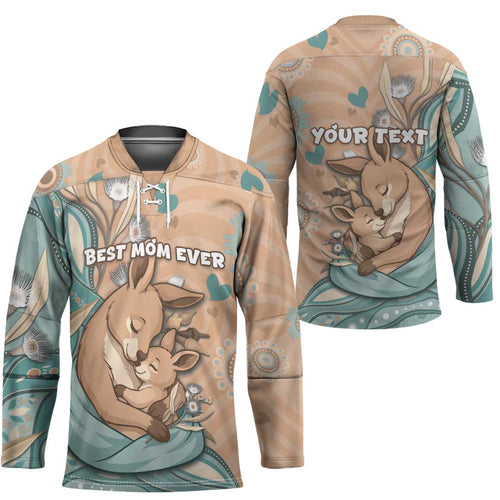 Personalised Australia Mother's Day Hockey Jersey Kangaroo Mum And Joey Aboriginal Dot Art