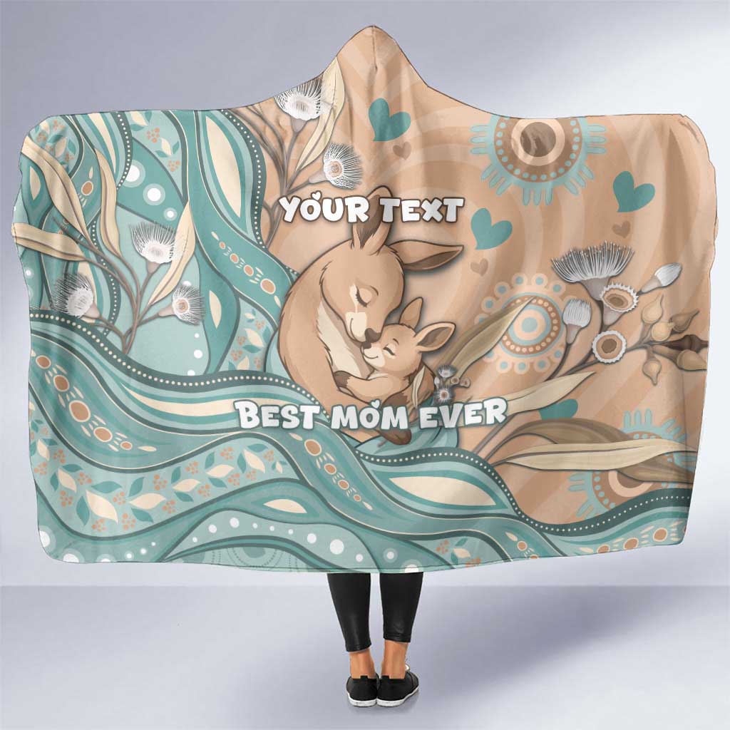 Personalised Australia Mother's Day Hooded Blanket Kangaroo Mum And Joey Aboriginal Dot Art
