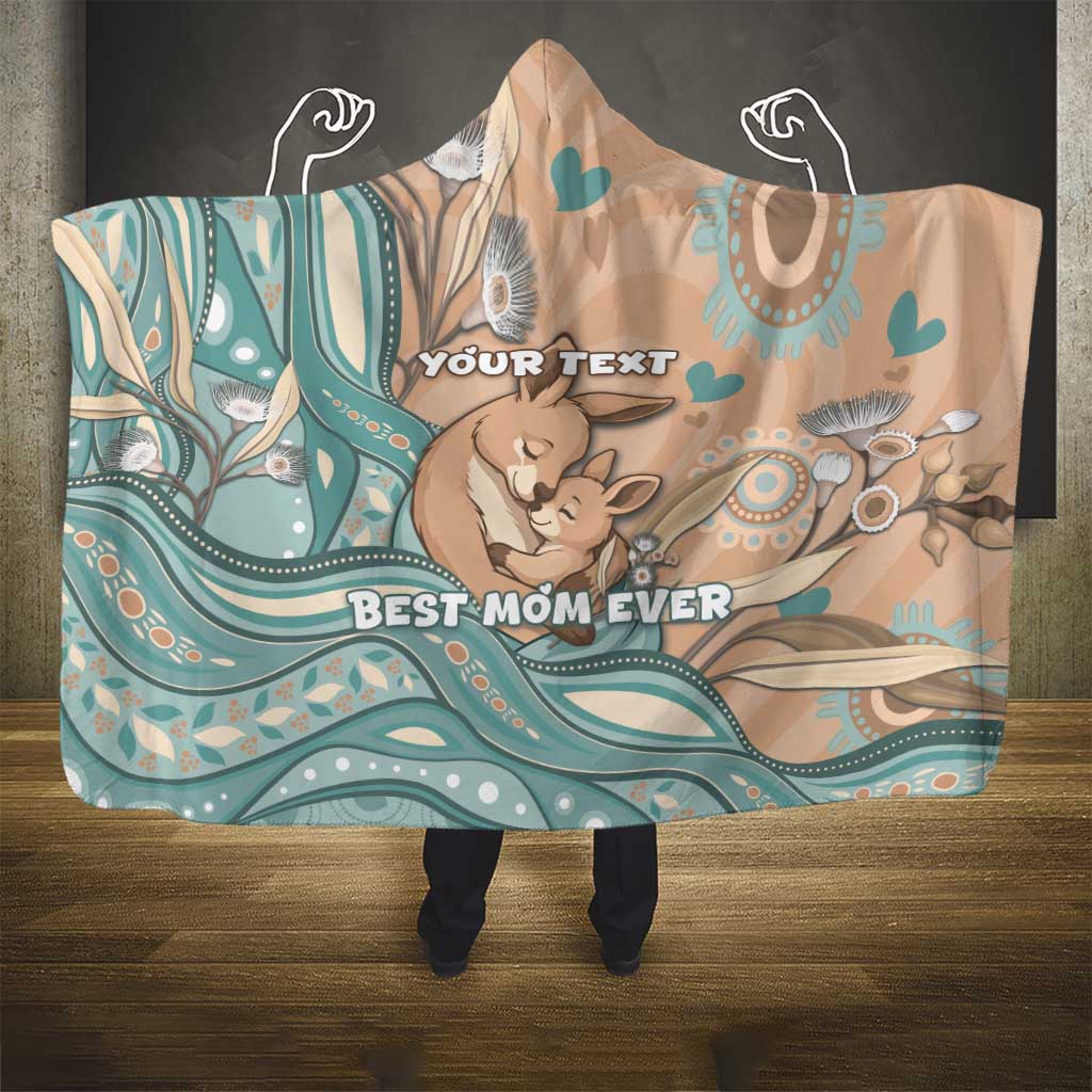 Personalised Australia Mother's Day Hooded Blanket Kangaroo Mum And Joey Aboriginal Dot Art