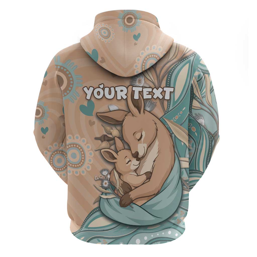 Personalised Australia Mother's Day Hoodie Kangaroo Mum And Joey Aboriginal Dot Art