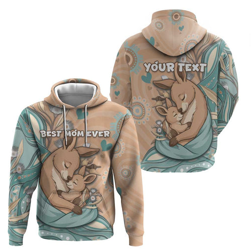 Personalised Australia Mother's Day Hoodie Kangaroo Mum And Joey Aboriginal Dot Art