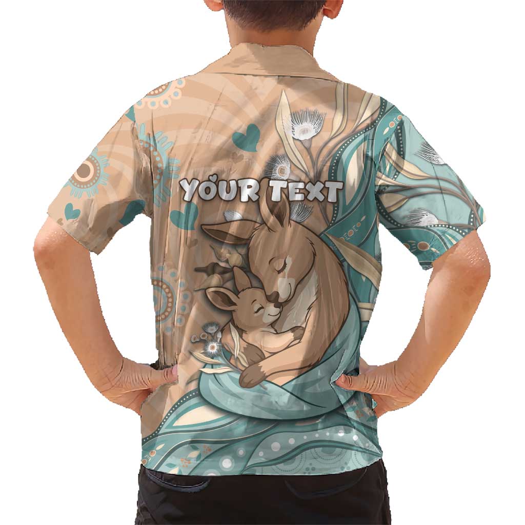 Personalised Australia Mother's Day Kid Hawaiian Shirt Kangaroo Mum And Joey Aboriginal Dot Art