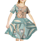 Personalised Australia Mother's Day Kid Short Sleeve Dress Kangaroo Mum And Joey Aboriginal Dot Art