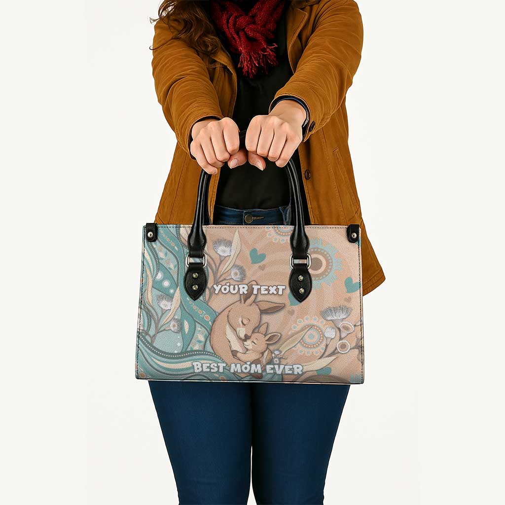 Personalised Australia Mother's Day Leather Bag Kangaroo Mum And Joey Aboriginal Dot Art