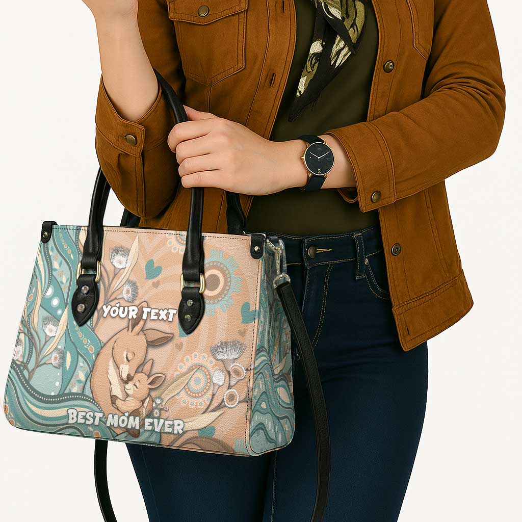 Personalised Australia Mother's Day Leather Bag Kangaroo Mum And Joey Aboriginal Dot Art
