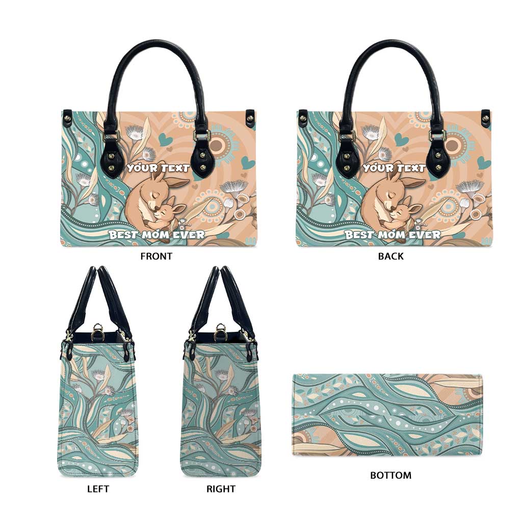 Personalised Australia Mother's Day Leather Bag Kangaroo Mum And Joey Aboriginal Dot Art