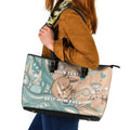 Personalised Australia Mother's Day Leather Tote Bag Kangaroo Mum And Joey Aboriginal Dot Art
