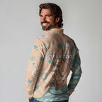 Personalised Australia Mother's Day Long Sleeve Polo Shirt Kangaroo Mum And Joey Aboriginal Dot Art