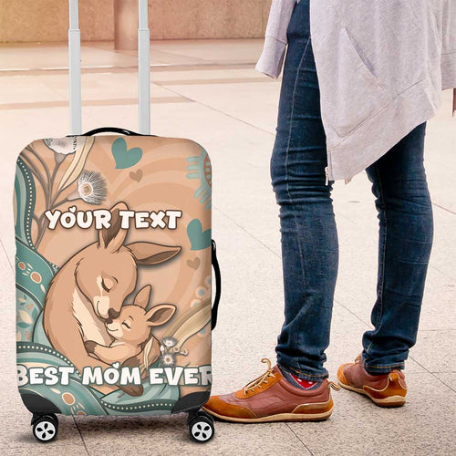 Personalised Australia Mother's Day Luggage Cover Kangaroo Mum And Joey Aboriginal Dot Art