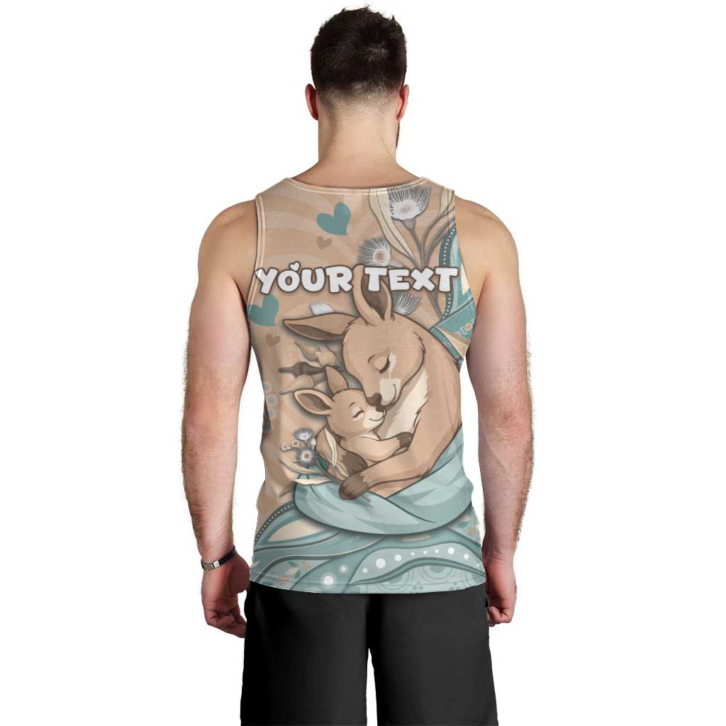 Personalised Australia Mother's Day Men Tank Top Kangaroo Mum And Joey Aboriginal Dot Art
