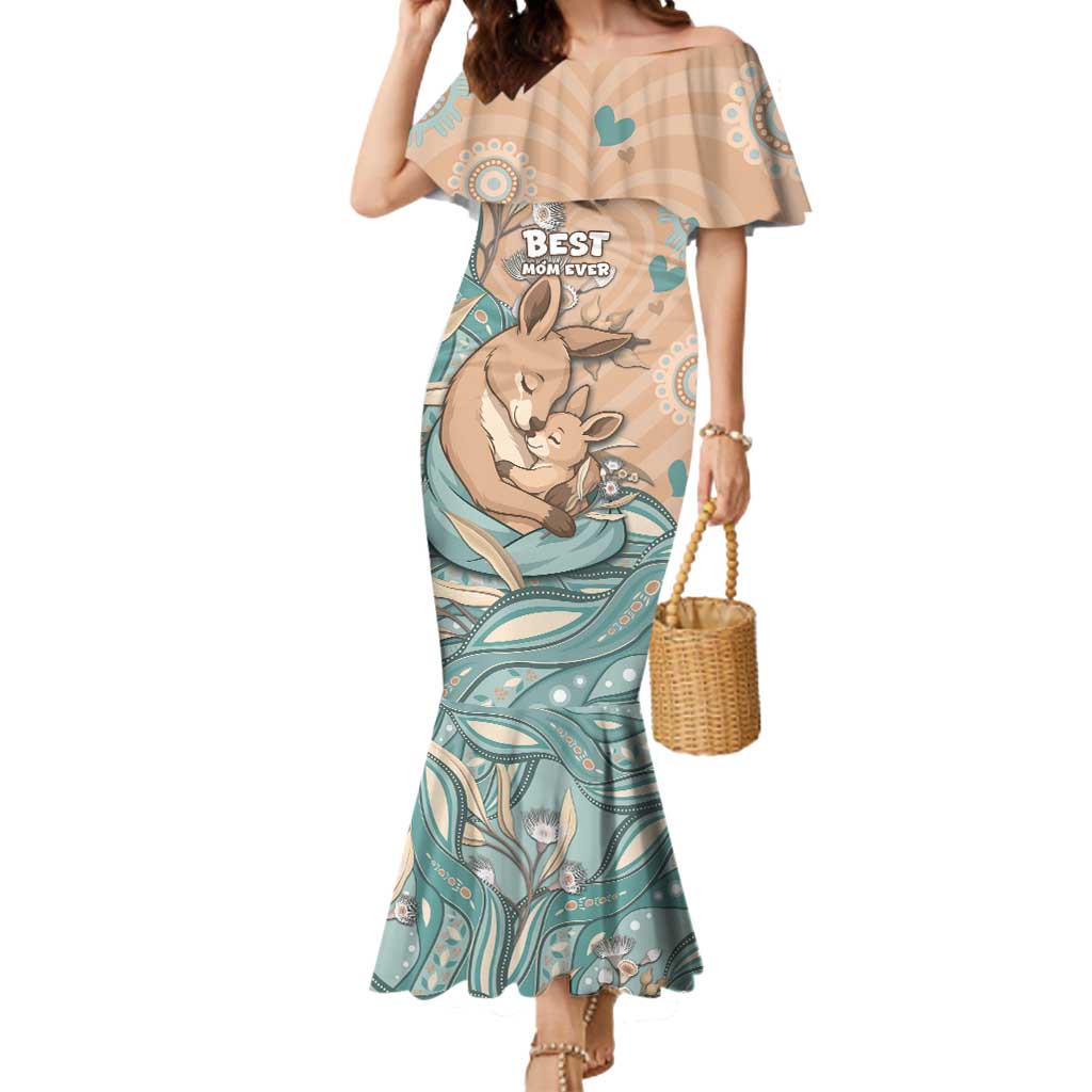 Personalised Australia Mother's Day Mermaid Dress Kangaroo Mum And Joey Aboriginal Dot Art
