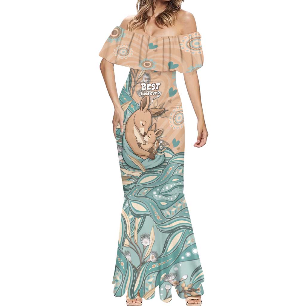 Personalised Australia Mother's Day Mermaid Dress Kangaroo Mum And Joey Aboriginal Dot Art