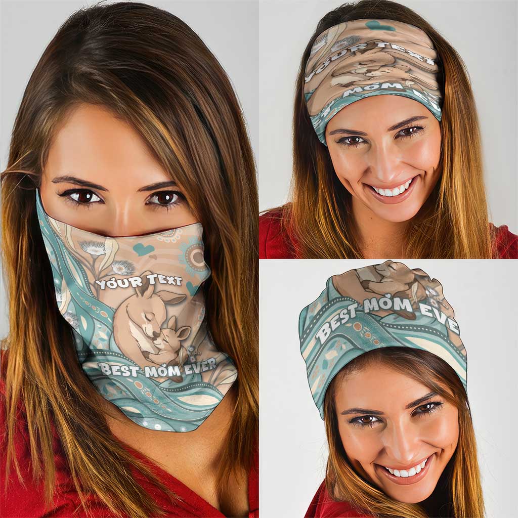 Personalised Australia Mother's Day Neck Gaiter Kangaroo Mum And Joey Aboriginal Dot Art