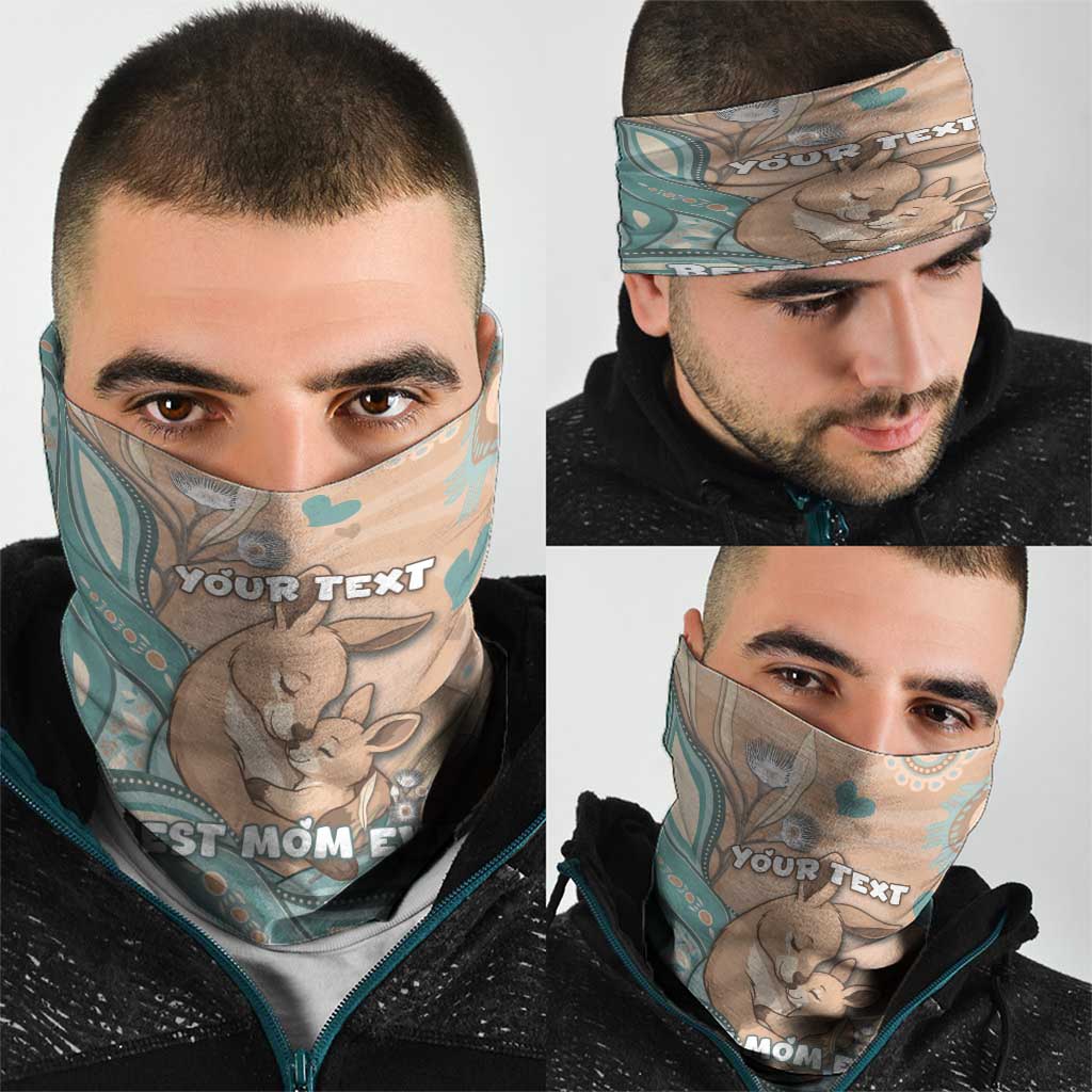 Personalised Australia Mother's Day Neck Gaiter Kangaroo Mum And Joey Aboriginal Dot Art