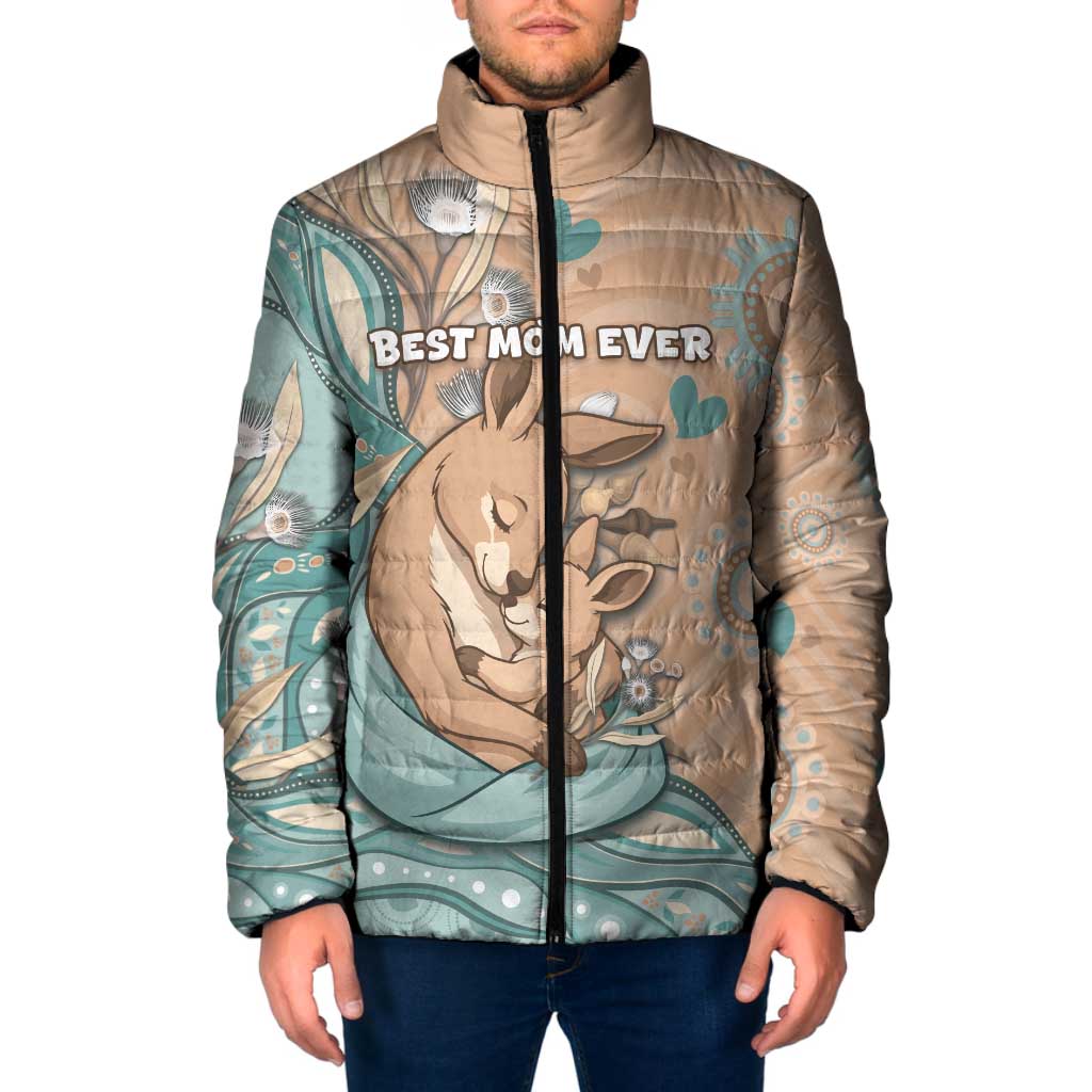 Personalised Australia Mother's Day Padded Jacket Kangaroo Mum And Joey Aboriginal Dot Art