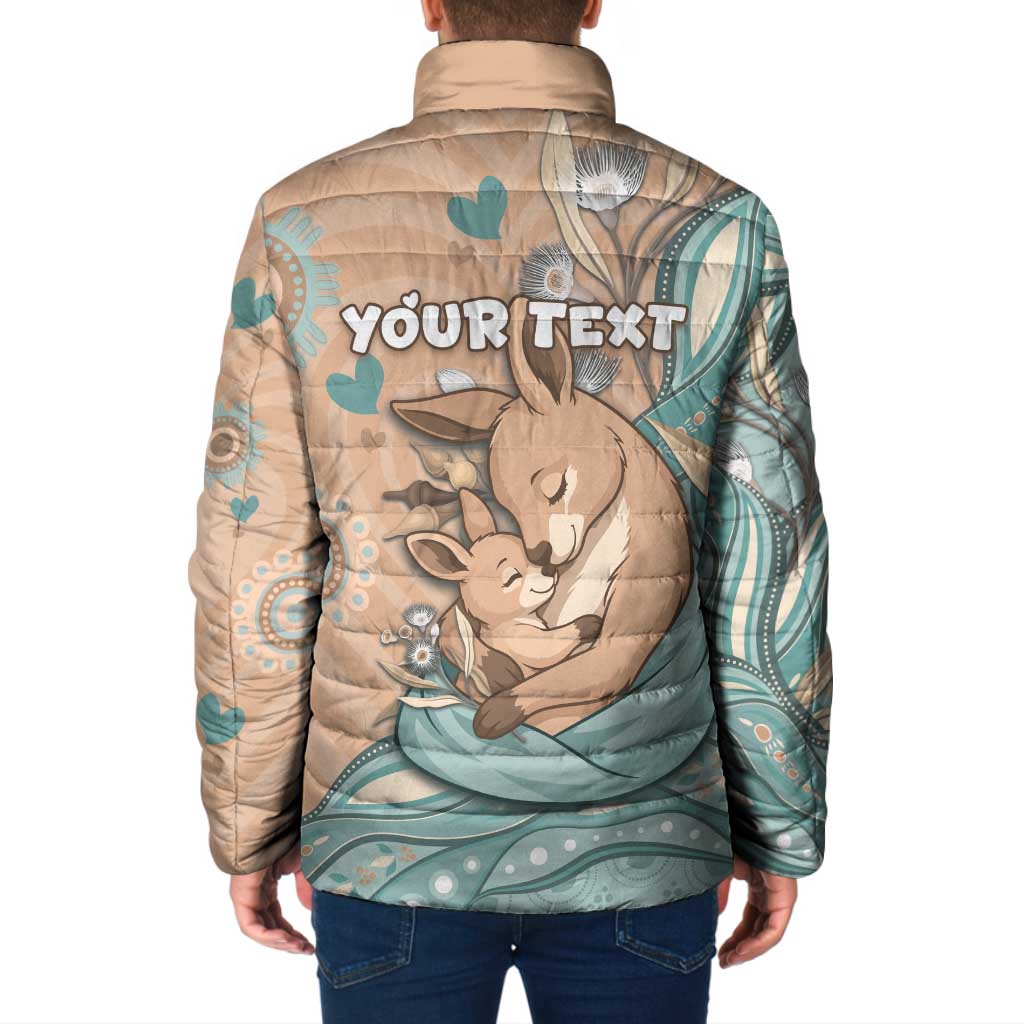 Personalised Australia Mother's Day Padded Jacket Kangaroo Mum And Joey Aboriginal Dot Art