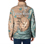 Personalised Australia Mother's Day Padded Jacket Kangaroo Mum And Joey Aboriginal Dot Art
